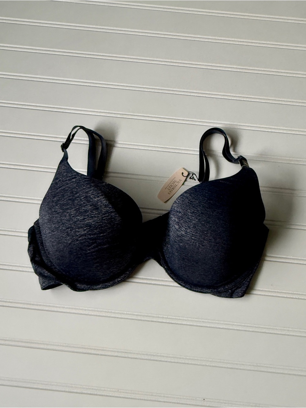 Victoria's Secret Heathered Navy Padded Perfect Coverage 36 D bra